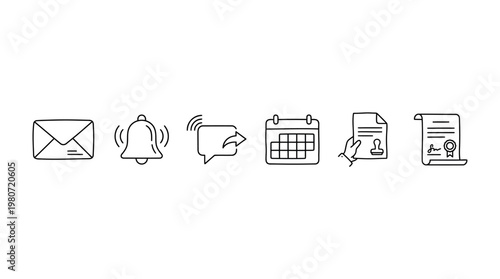 Military icon set military draft notification, calendar, document, and person, symbolizing military service and communication, editable simple stroke icon set, vector eps file theme