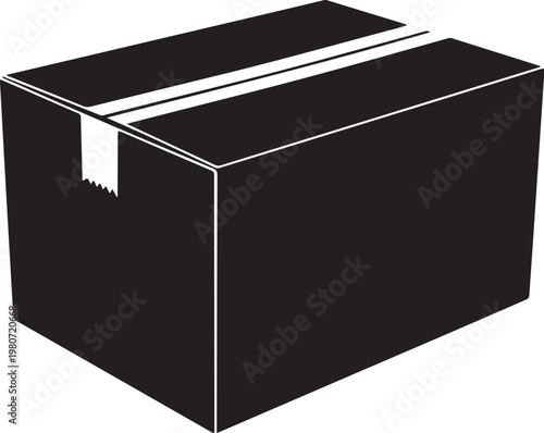 Black box with white stripe and torn paper