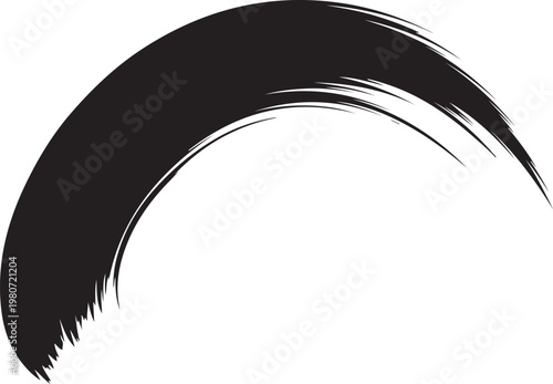 Black brush stroke on white background