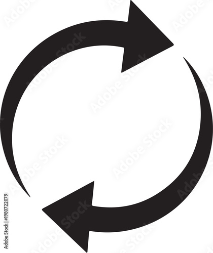 Black circular arrows pointing up and down white