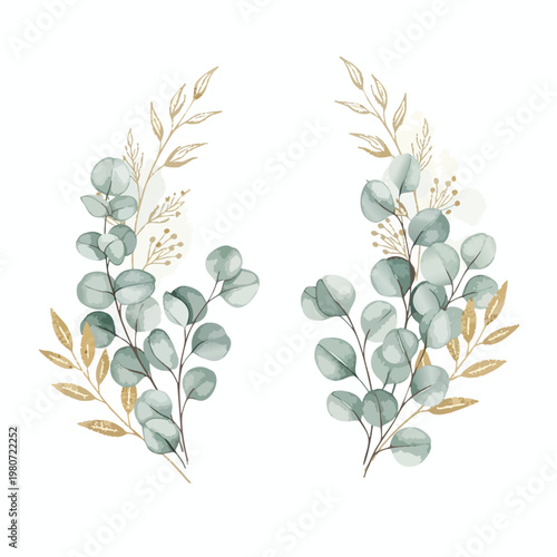Elegant Watercolor Eucalyptus Greenery for Wedding or Home Decor