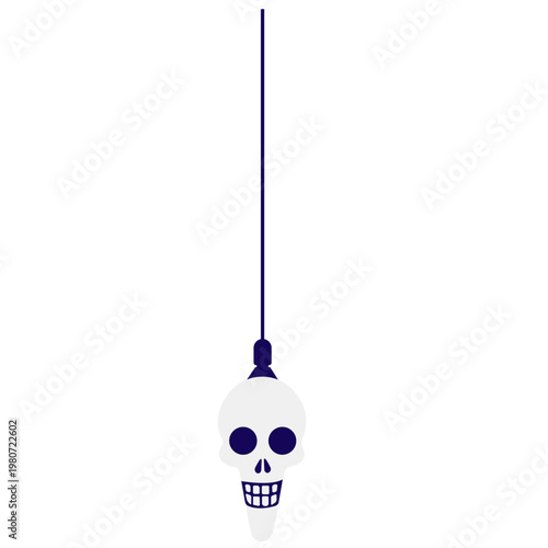 White hanging skull ornament, party decoration, festive event, spooky accessory, Halloween celebration.