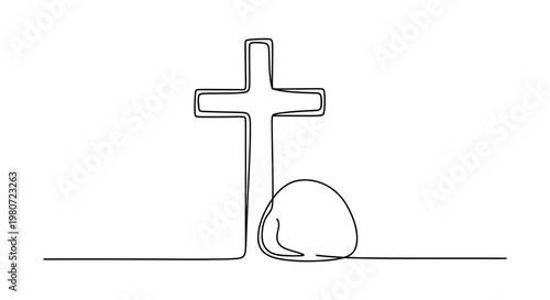 Cross and stone symbol of faith.