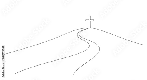 Cross on top of hill symbol.