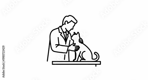 Vet examining a cat on a table