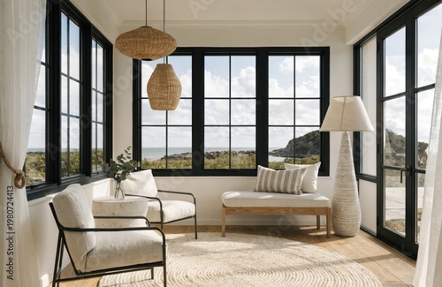Bright and Cozy Sunroom in a Cape Cod Home. High quality photo
