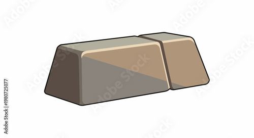 Two beige rectangular blocks with rounded edges, cast shadow