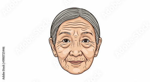 Portrait of an elderly woman with gray hair and wrinkled face
