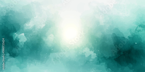 An abstract blue underwater world map merges with a bright sky and white clouds to create a beautiful nature texture filled with sunlight and summer air