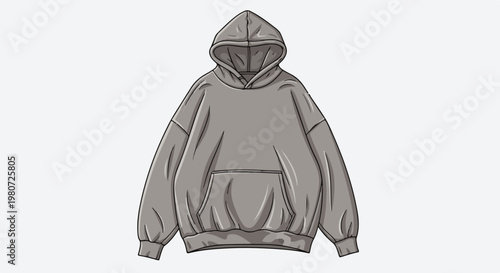 Gray hooded sweatshirt with a front pouch pocket