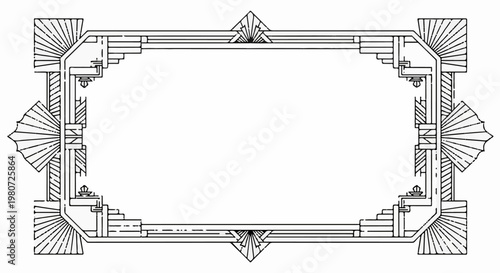 Ornate art deco style geometric frame with stylized sunburst motifs