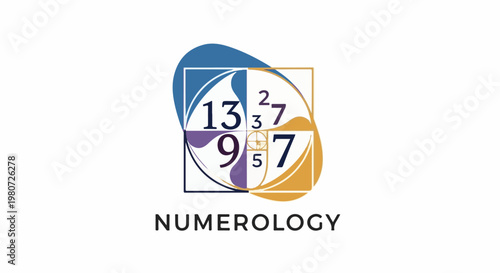 Geometric design with numbers and spiral, representing numerology