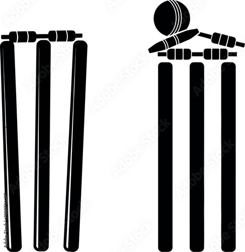 Cricket stumps and bail silhouette essential equipment for the sport