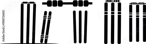 Cricket stumps and bail silhouette essential equipment for the gentleman's game