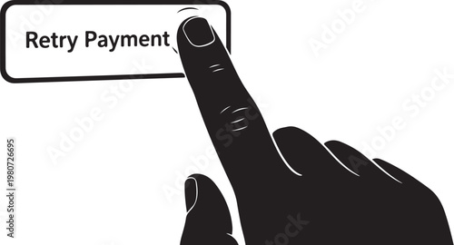 Black hand pressing retry payment button finger