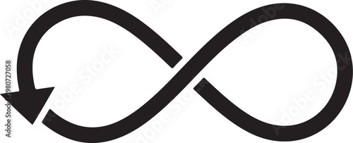 Black infinity symbol with arrow loop cycle