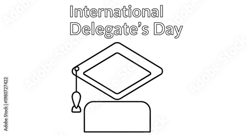 International delegate's day graphic featuring a graduation cap illustration