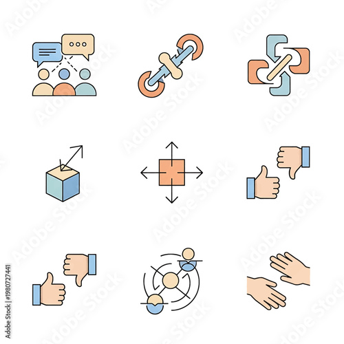 Business Communication and Partnership Icons.