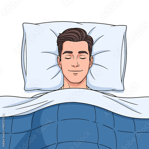 Man Sleeping on a Pillow Peacefully.
