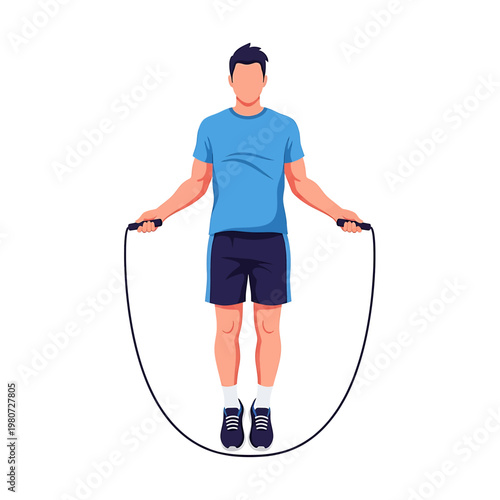 Man jumping rope fitness exercise.