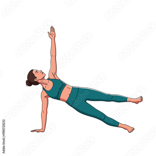 Woman doing side plank exercise.