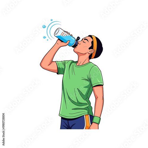 Man drinking from water bottle.