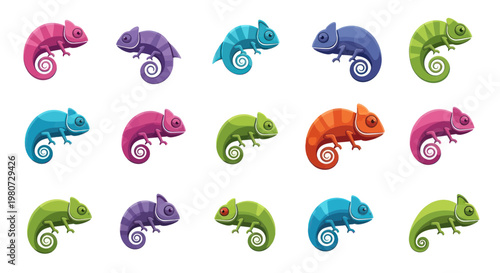Colorful Chameleons Collection - Diverse Reptile Characters