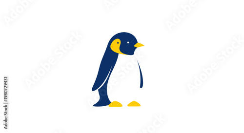 Cute cartoon penguin illustration on white background, simple flat design