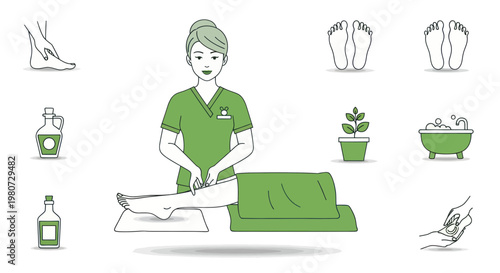 Foot Massage Therapist Pampering Client with Essential Oils and Herbal Remedies