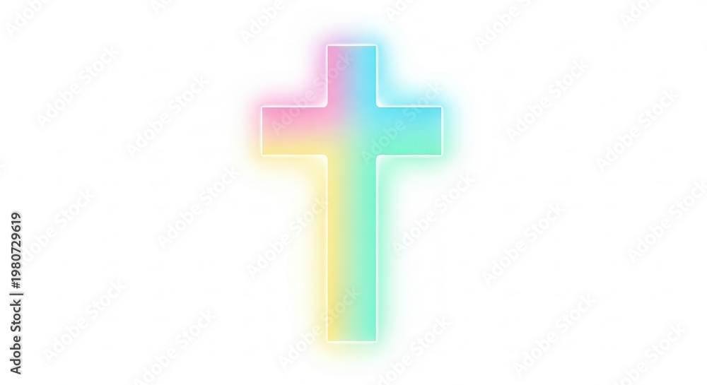 Obraz premium Modern abstract cross design with soft colorful gradient and subtle light effect on clean backdrop