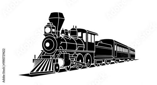 Vintage Steam Locomotive Train Silhouette
