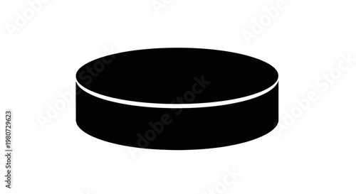 Black Hockey Puck Icon on White Background