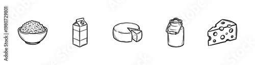 Dairy Products and Farm Fresh Milk Essentials with Hand-Drawn Inky Brushwork and Organic Painterly Texture