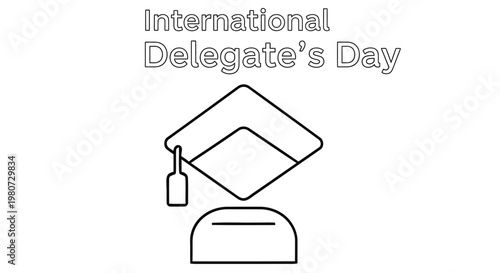 International delegate's day graphic with graduation cap illustration high quality