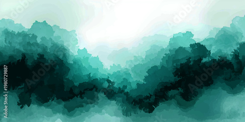 Abstract Mountain Landscape: A serene vista of stylized mountains, rendered in layered hues of emerald and teal, forming a captivating and abstract interpretation of nature's grandeur. 