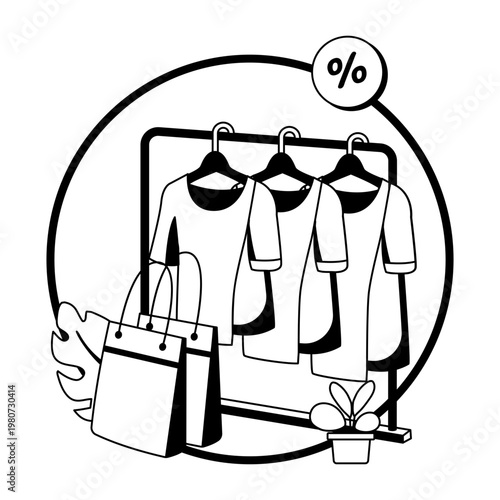A glyph illustration of clothes discount 
