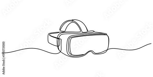 Minimalist continuous single line drawing of a virtual reality headset for modern technology Vector, illustration