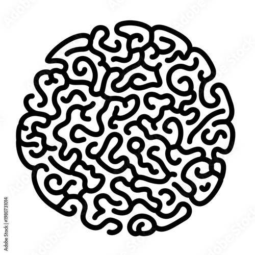 Black maze brain puzzle design.