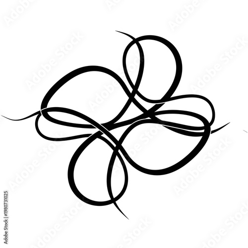 Black rubber band twisted tangled mess.