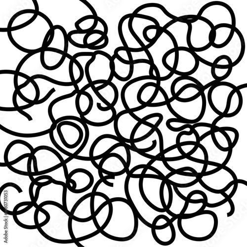 Black Rubber Bands Entangled Together.