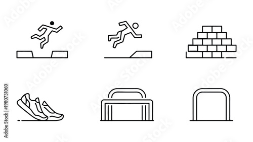 Sporting Icons: A collection of sleek, minimalistic icons showcasing diverse track and field activities, illustrating movement and determination.