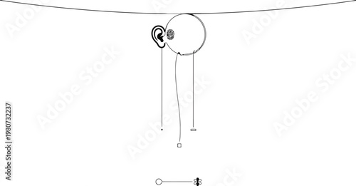 Illustration of an old-fashioned telephone connected to a wire line isolated on white background, Vector