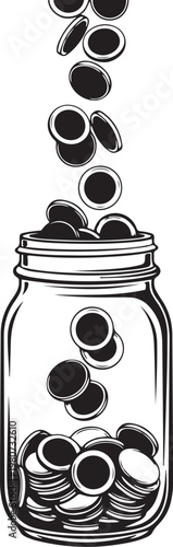 Coins spilling from glass jar money