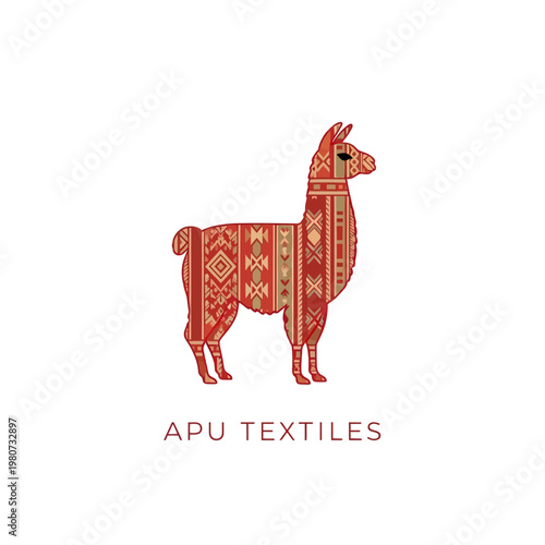 Colorful llama with textile patterns.