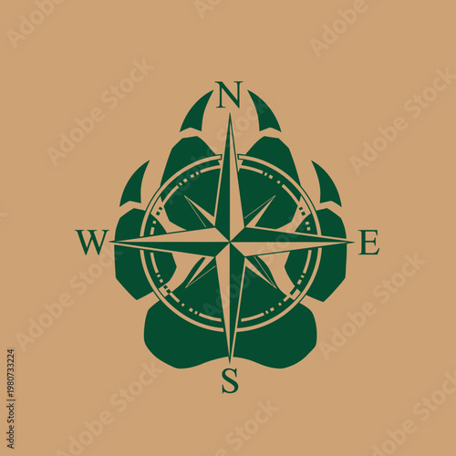 Green compass navigation symbol icon.