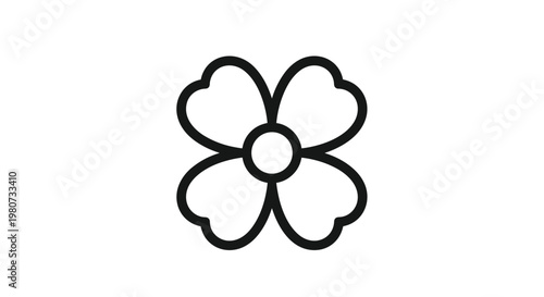 Bold black outline of a four-leaf clover symbol represents good luck and nature in a simple graphic icon style.