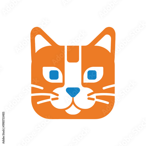 Orange cat face with blue eyes.