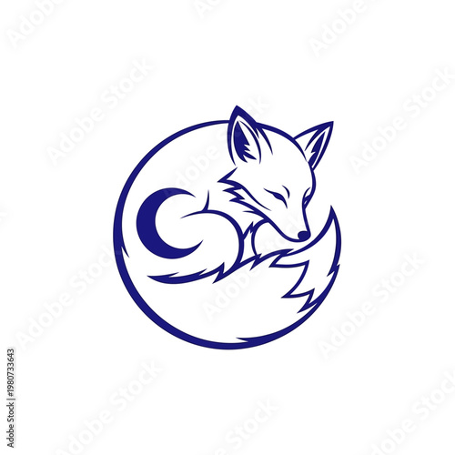 Sleeping Fox with Crescent Moon.