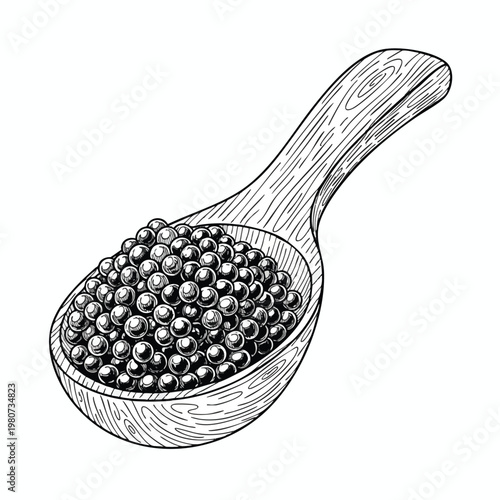 Wooden Spoon Filled with Small Metal Balls for Creative or Decorative Use