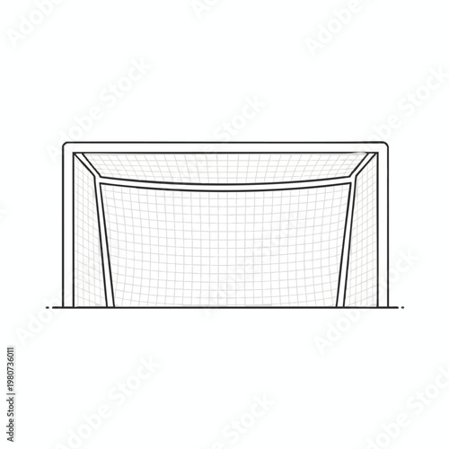 Close up of a modern soccer goal with netting on a sports field